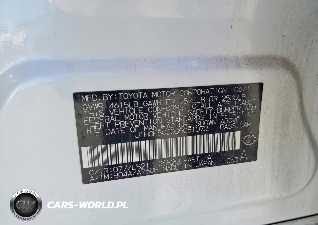 2011 Lexus Is 250 VIN:JTHCF5C20B5051072 - 12