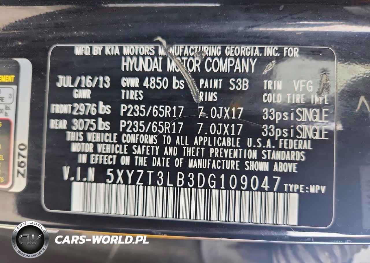2013 Hyundai Santa Fe Sport 2.4L VIN:5XYZT3LB3DG109047 - 13