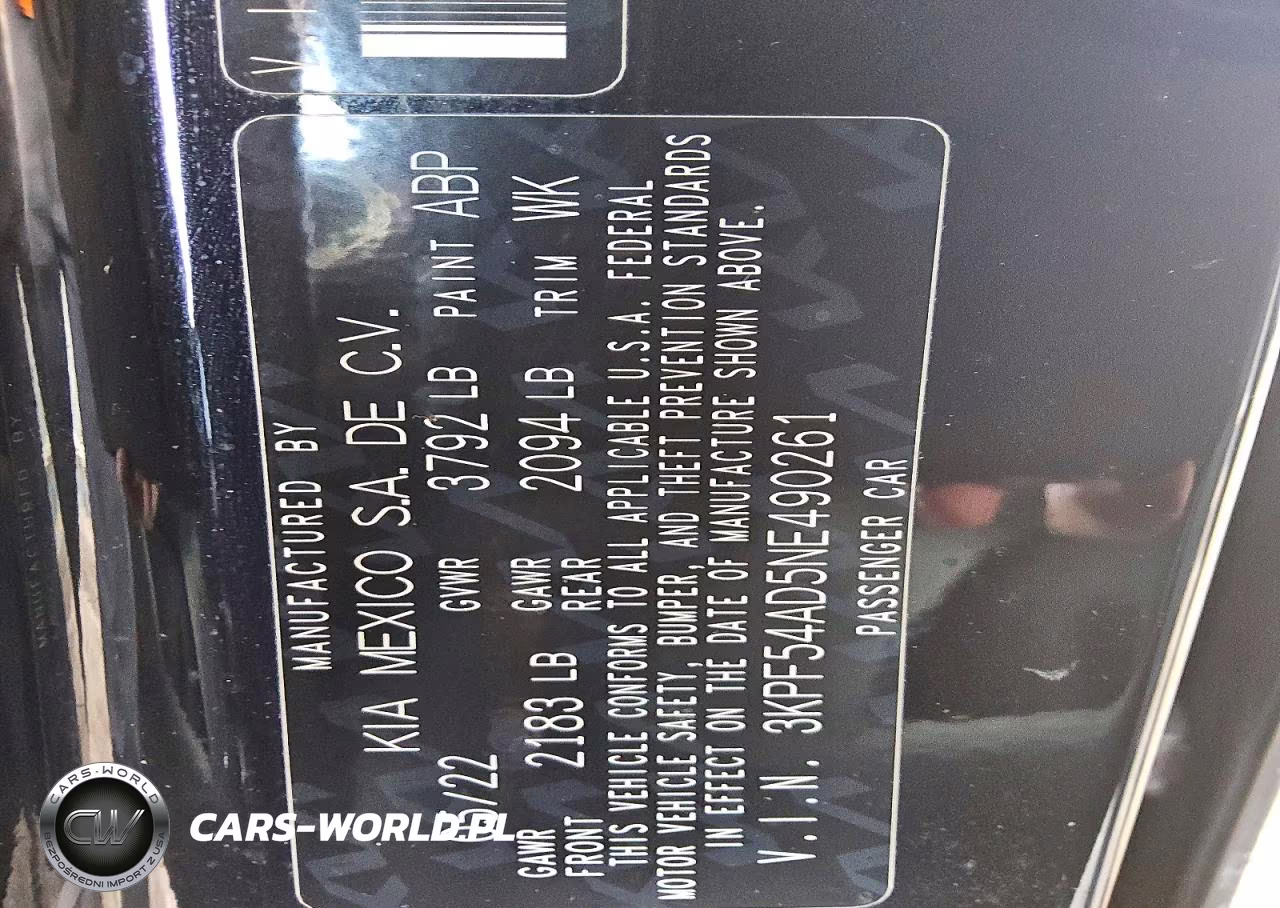 2022 Kia Forte Gt Line VIN:3KPF54AD5NE490261 - 12