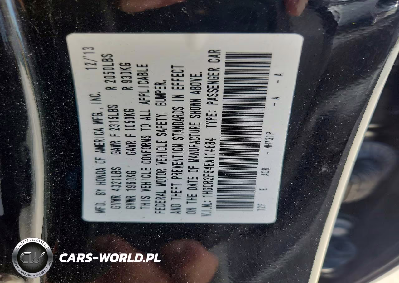 2014 Honda Accord Sport VIN:1HGCR2F54EA114684 - 12
