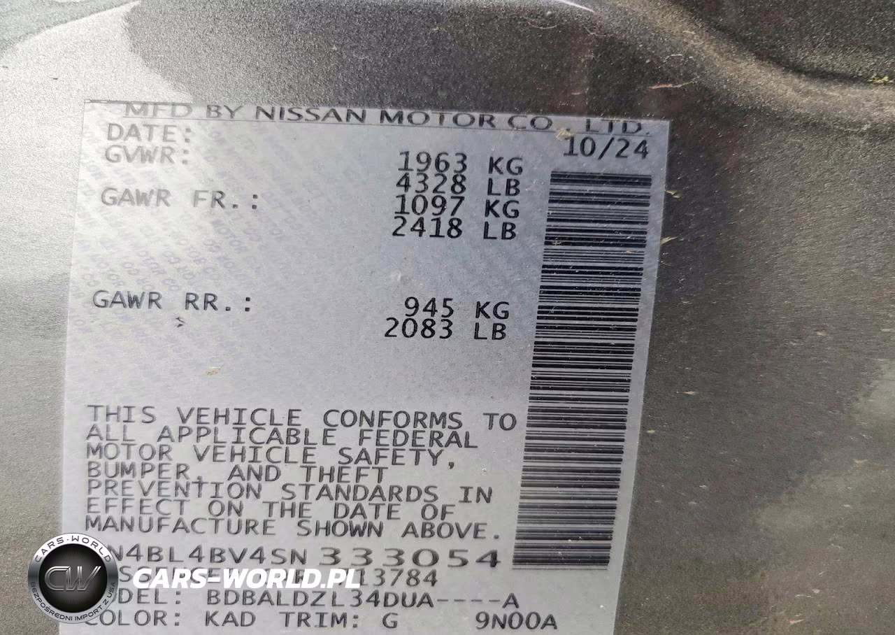 2025 Nissan Altima S VIN:1N4BL4BV4SN333054 - 12