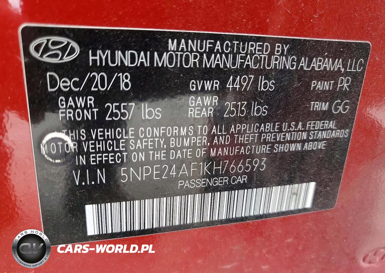 2019 Hyundai Sonata Se VIN:5NPE24AF1KH766593 - 12
