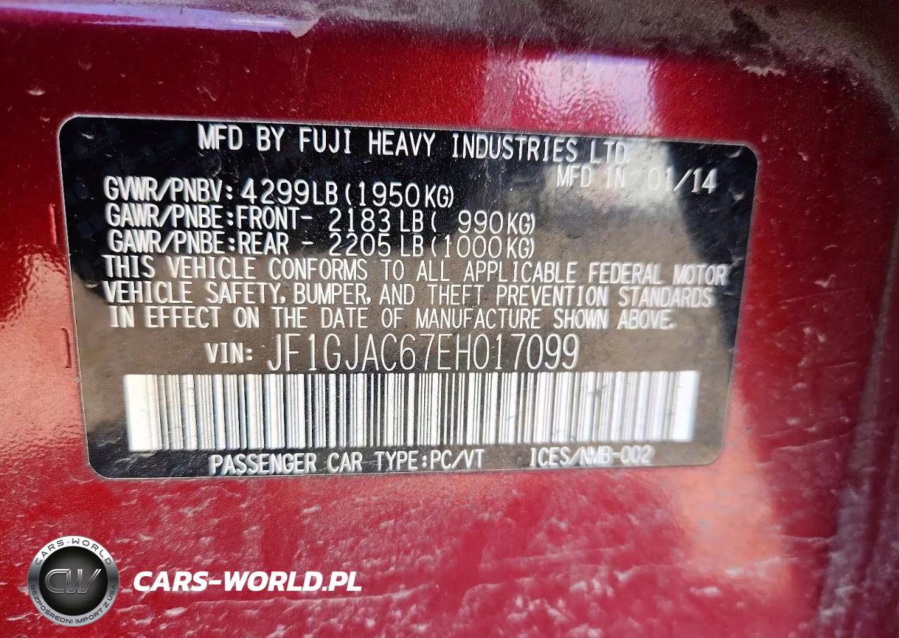2014 Subaru Impreza Premium VIN:JF1GJAC67EH017099 - 13