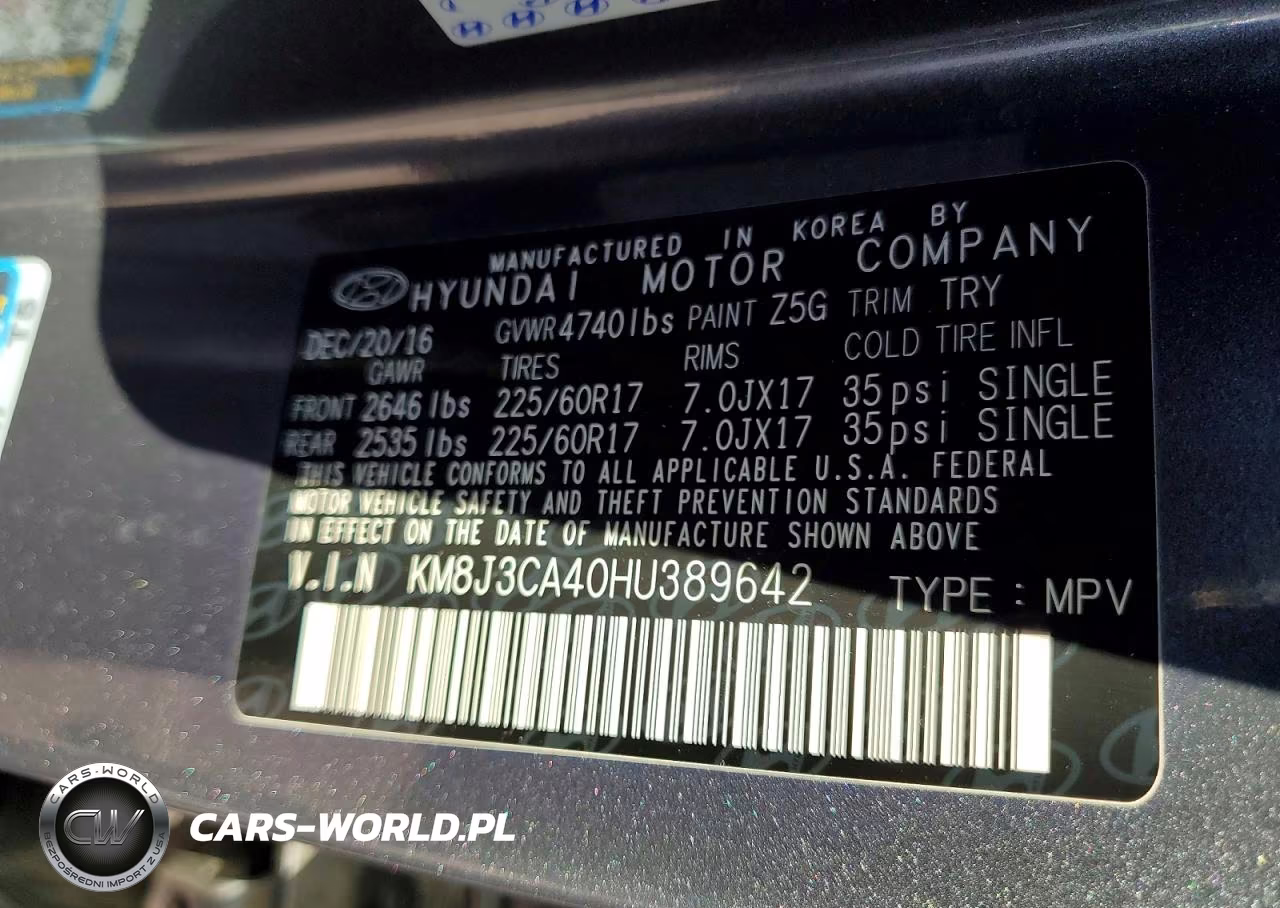 2017 Hyundai Tucson Se VIN:KM8J3CA40HU389642 - 13
