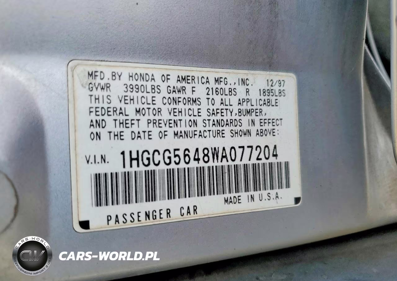 1998 Honda Accord Lx VIN:1HGCG5648WA077204 - 12