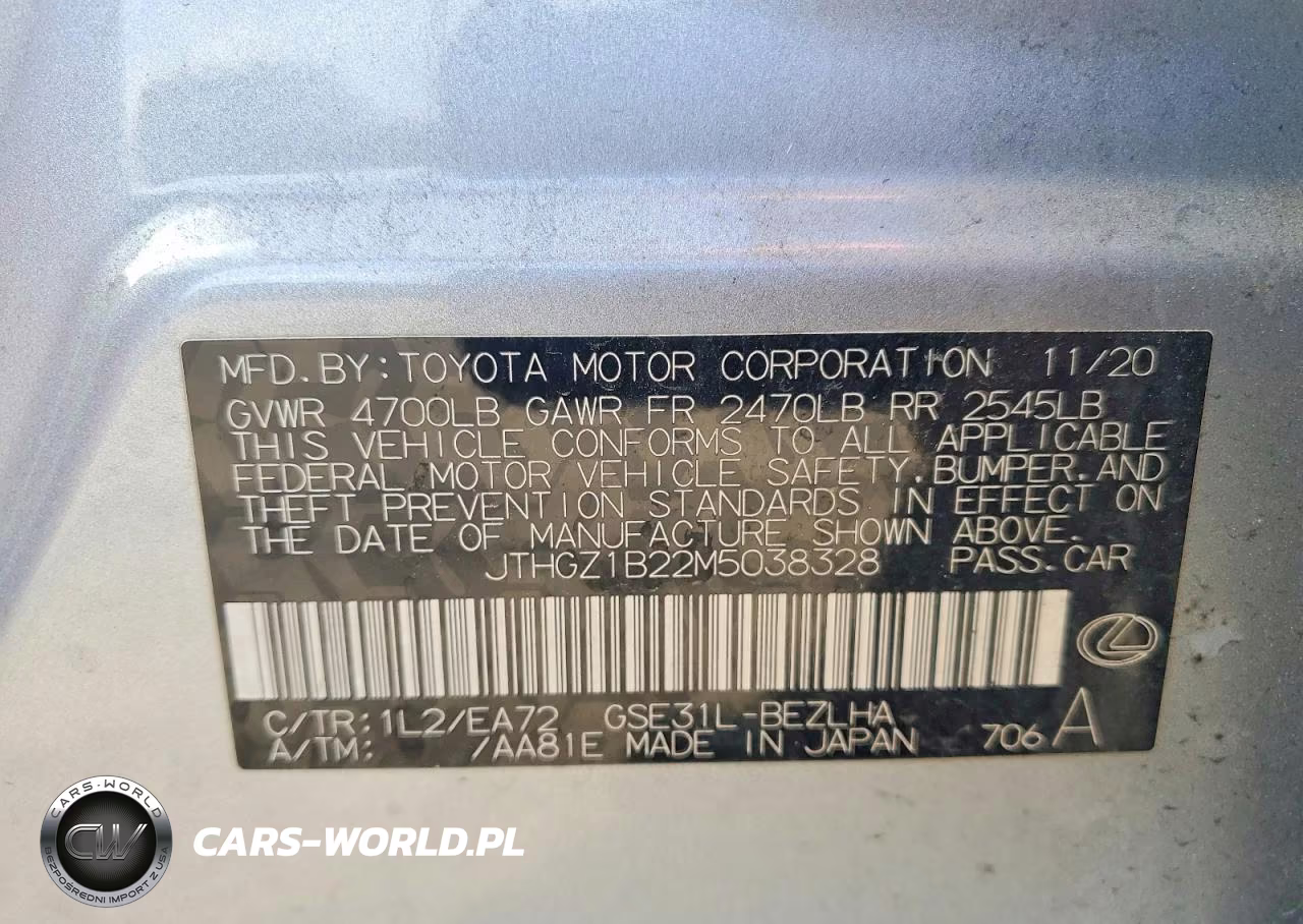 2021 Lexus Is 350 F Sport VIN:JTHGZ1B22M5038328 - 12
