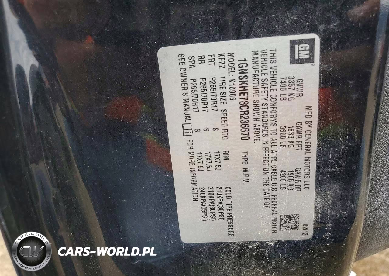 2012 Chevrolet Suburban K1500 Ls VIN:1GNSKHE78CR236670 - 13