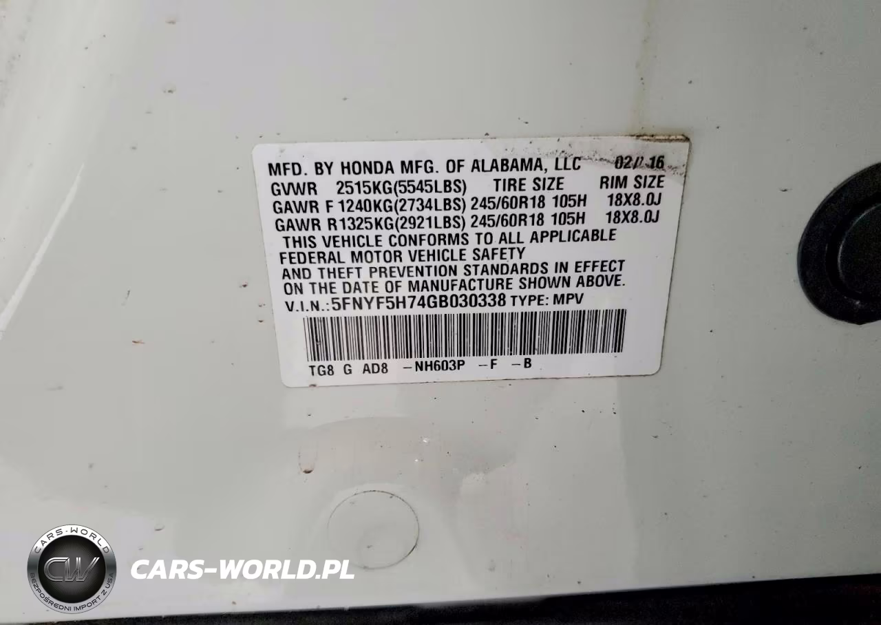 2016 Honda Pilot Exln VIN:5FNYF5H74GB030338 - 13