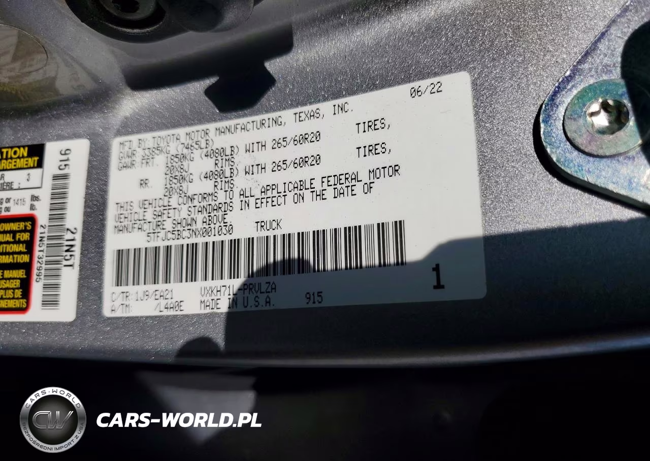 2022 Toyota Tundra Hybrid Limited VIN:5TFJC5BC3NX001030 - 12