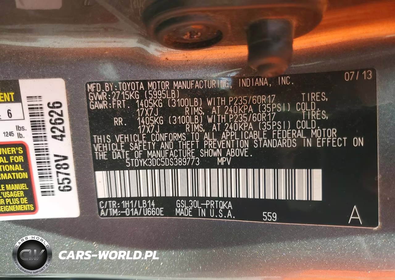 2013 Toyota Sienna Xle 8-Passenger VIN:5TDYK3DC5DS389773 - 13