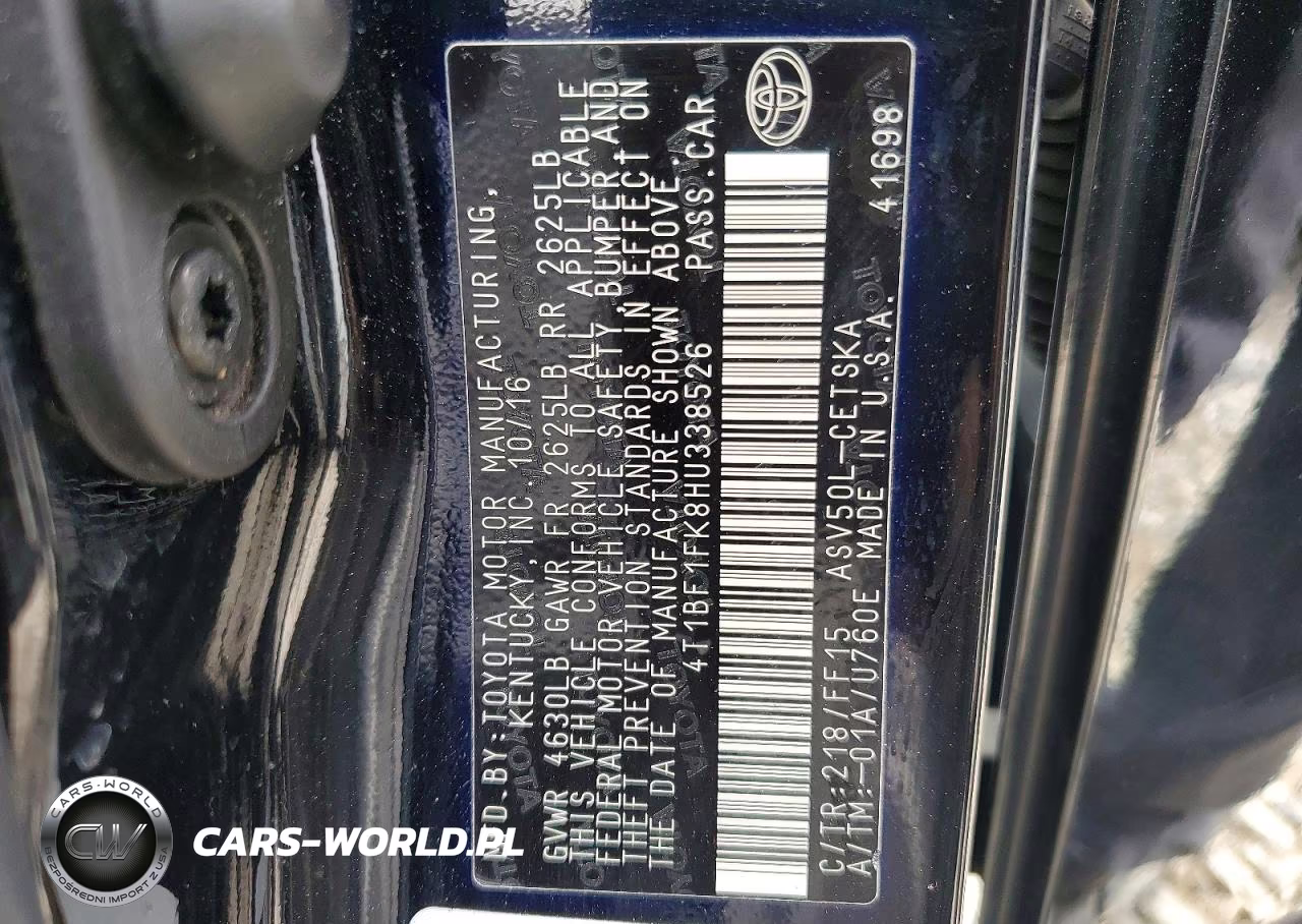 2017 Toyota Camry Se VIN:4T1BF1FK8HU338526 - 12