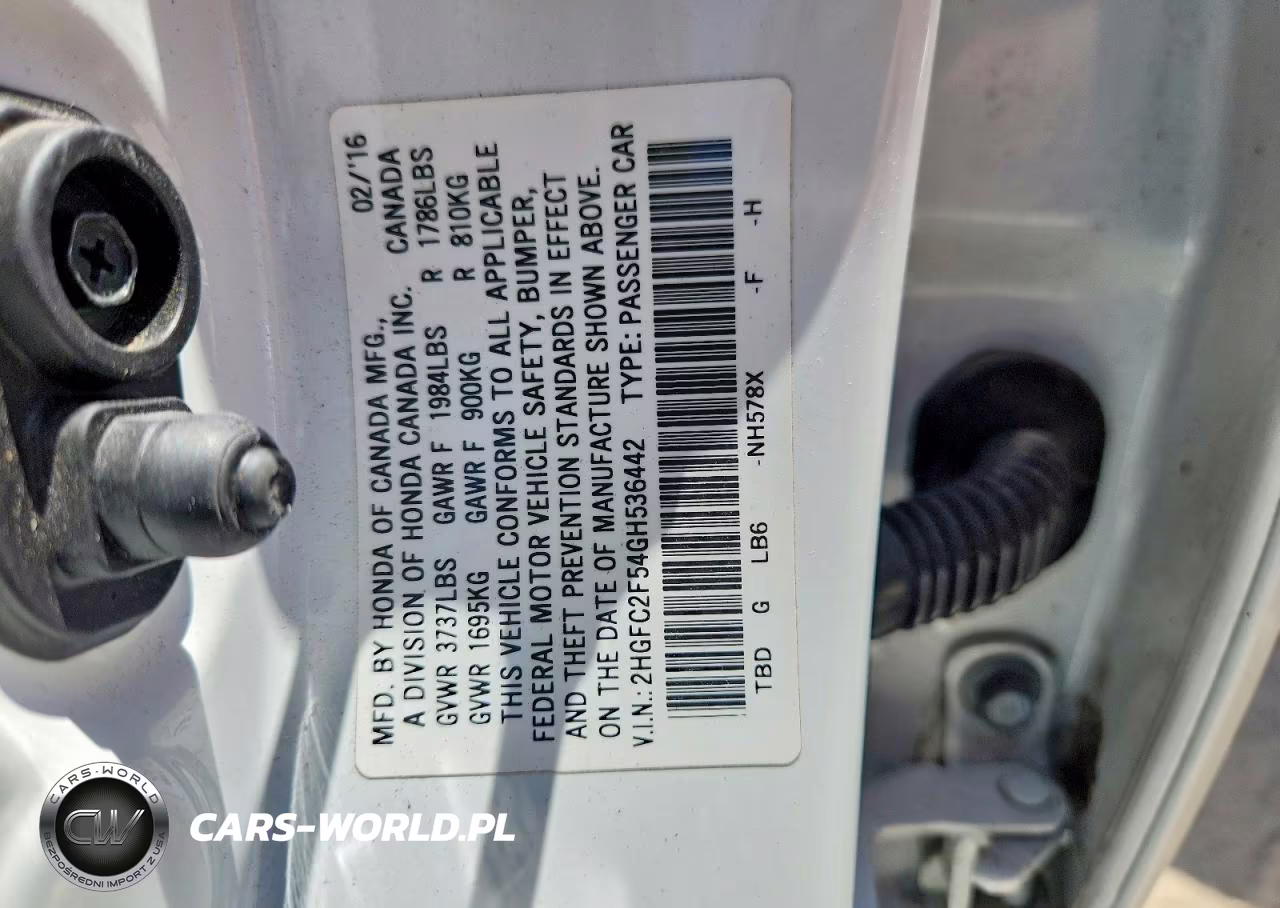 2016 Honda Civic Lx VIN:2HGFC2F54GH536442 - 12