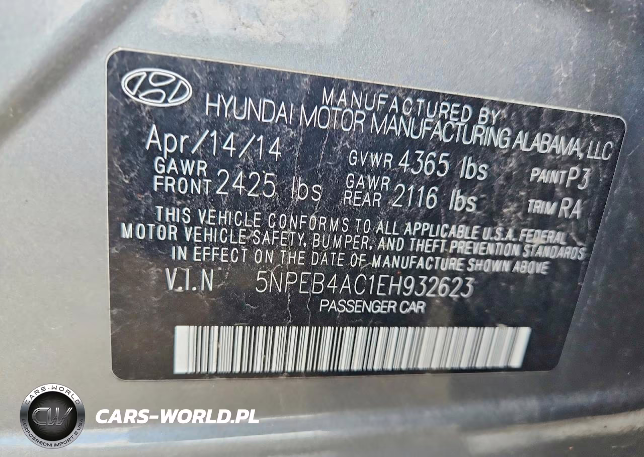 2014 Hyundai Sonata Gls VIN:5NPEB4AC1EH932623 - 12