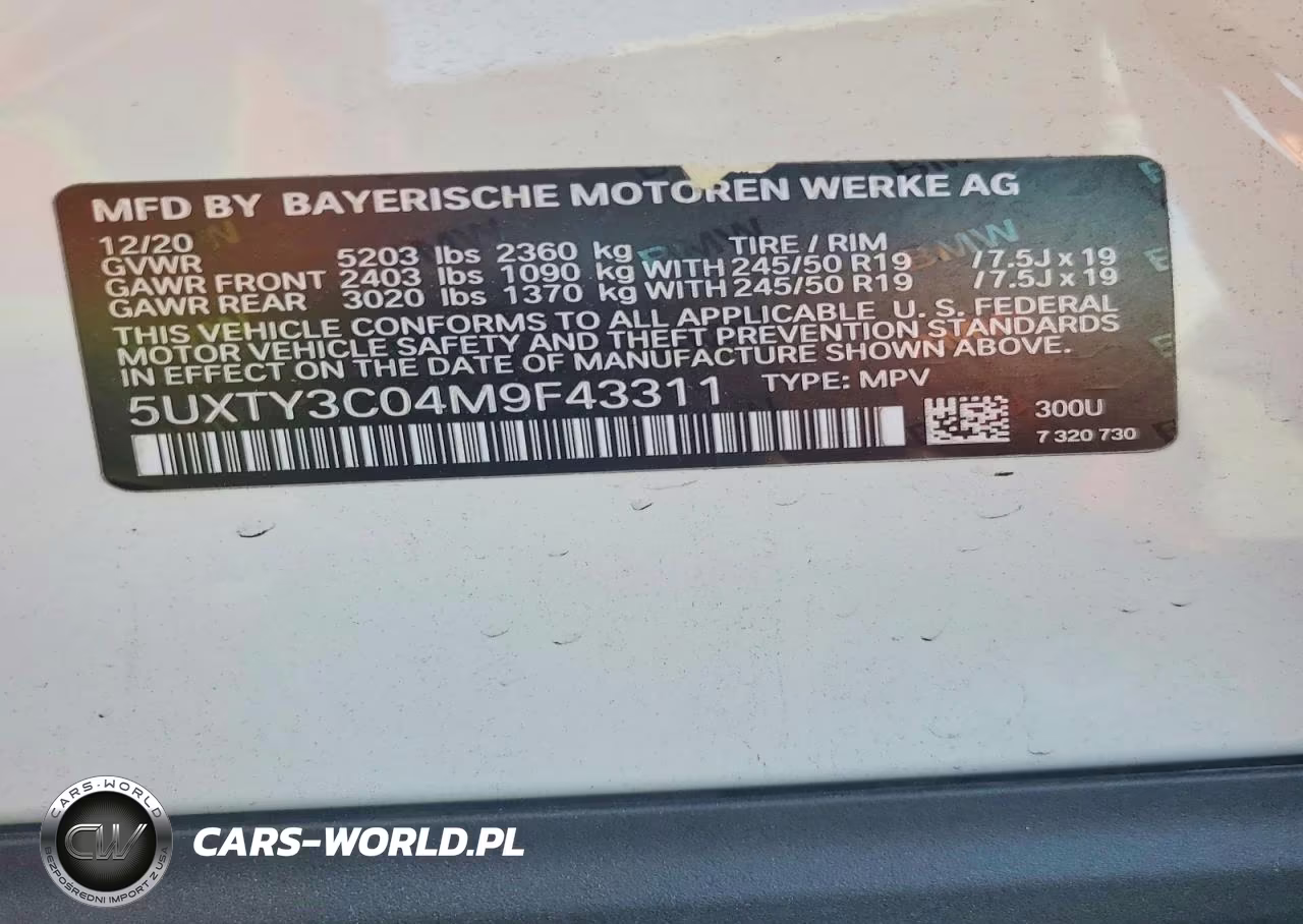 2021 BMW X3 Sdrive30I VIN:5UXTY3C04M9F43311 - 13