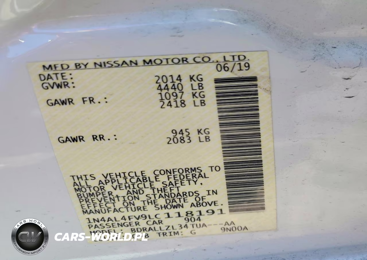 2020 Nissan Altima Platinum VIN:1N4AL4FV9LC118191 - 12
