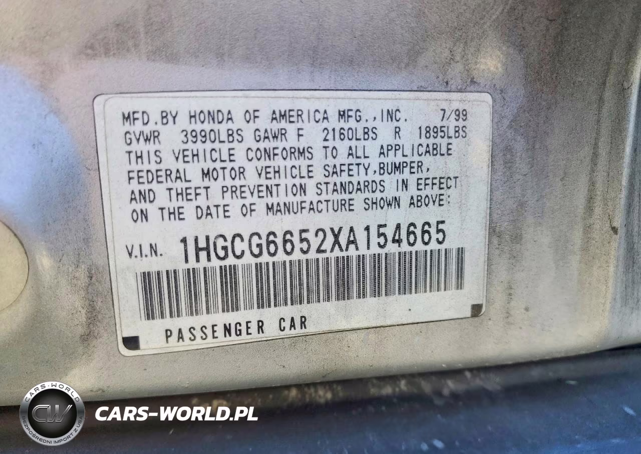 1999 Honda Accord Lx VIN:1HGCG6652XA154665 - 12