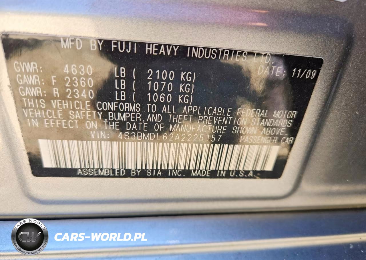 2010 Subaru Legacy 3.6R Limited VIN:4S3BMDL62A2225157 - 12