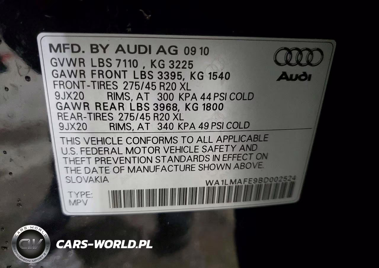 2011 Audi Q7 Premium Plus VIN:WA1LMAFE9BD002524 - 13