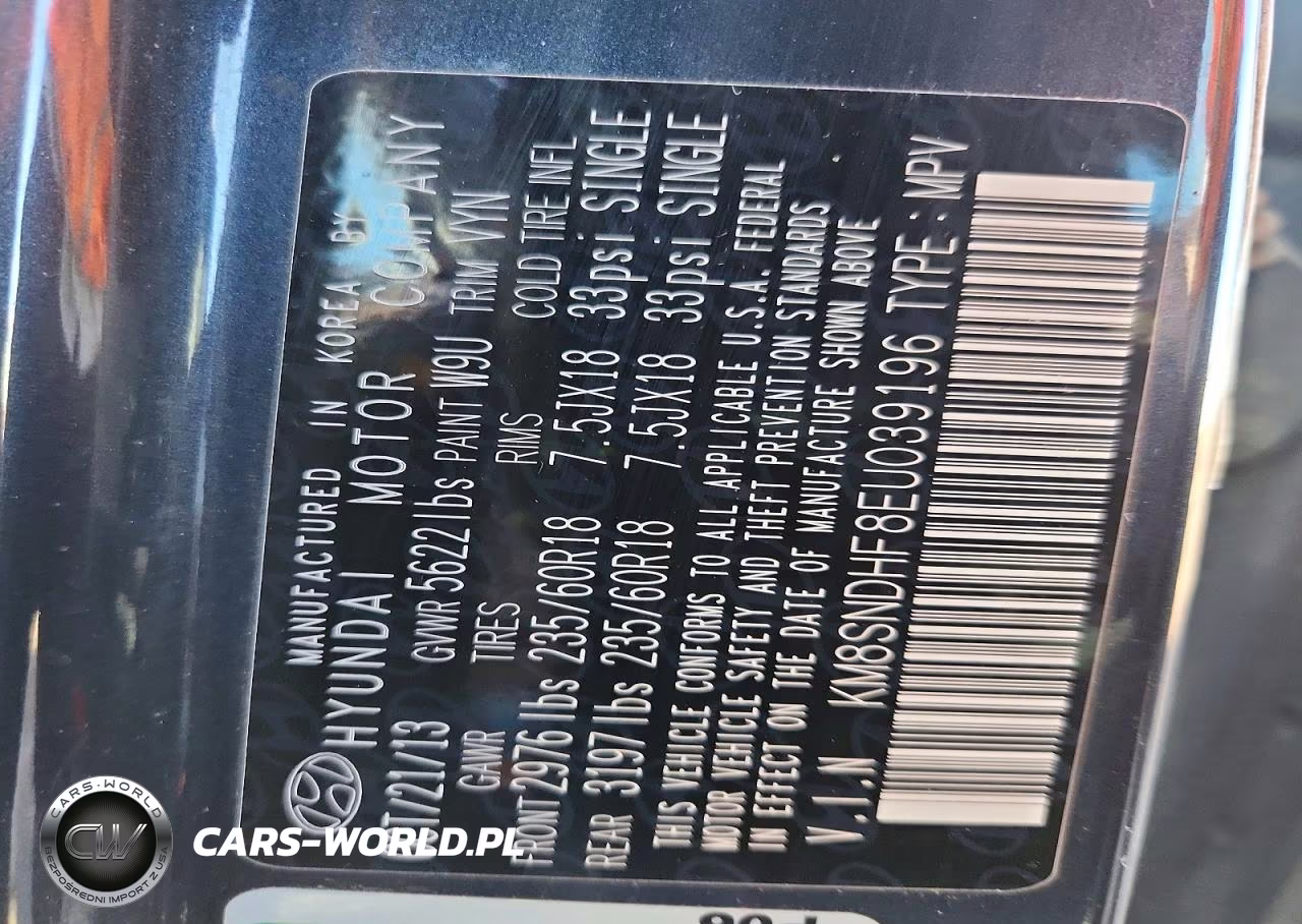2014 Hyundai Santa Fe Gls VIN:KM8SNDHF8EU039196 - 13