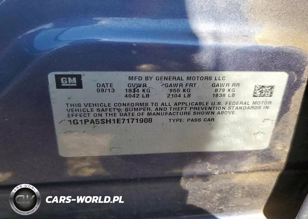 CHEVROLET CRUZE VIN:1G1PA5SH1E7171908 - 12