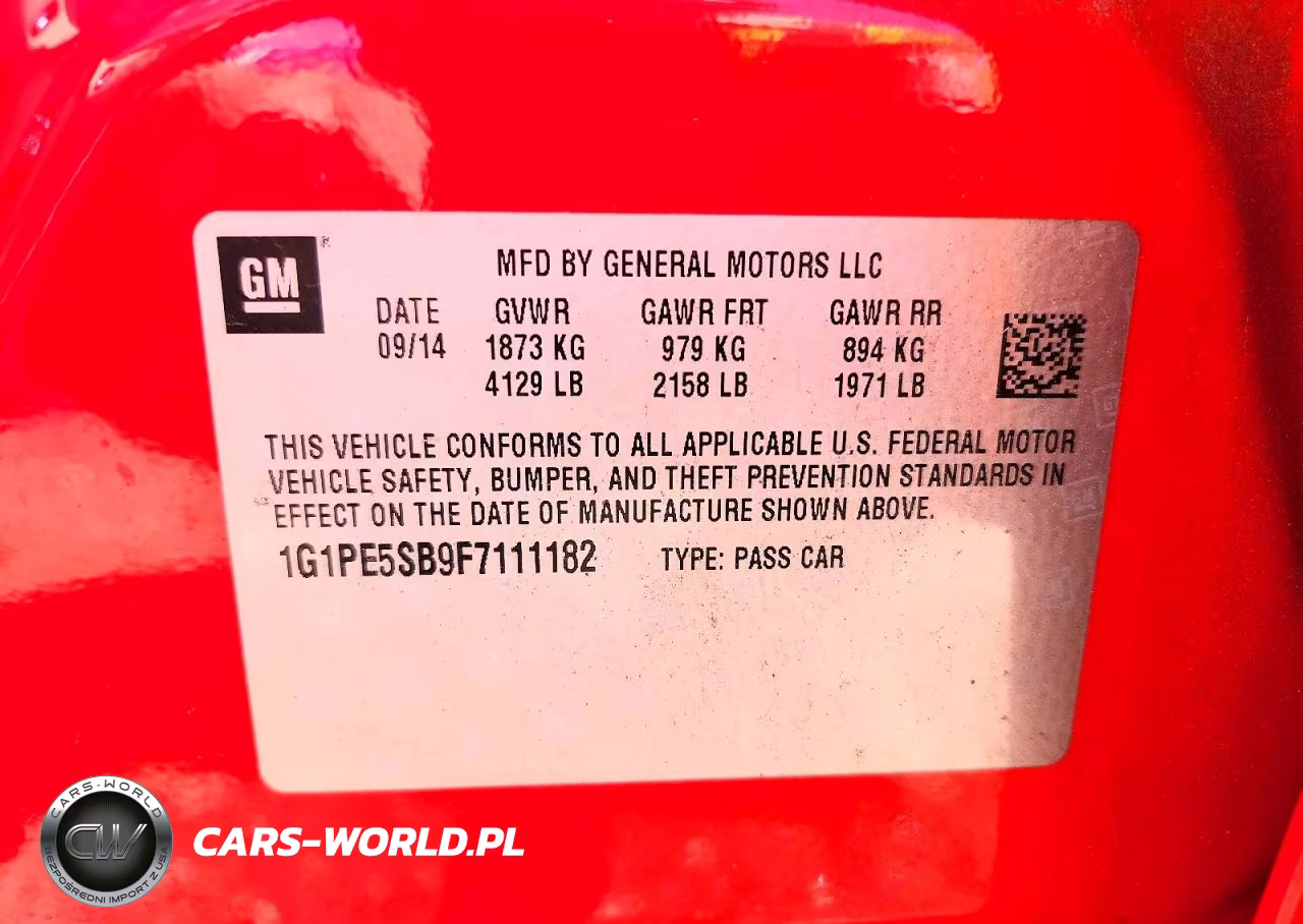 2015 Chevrolet Cruze Lt VIN:1G1PE5SB9F7111182 - 13