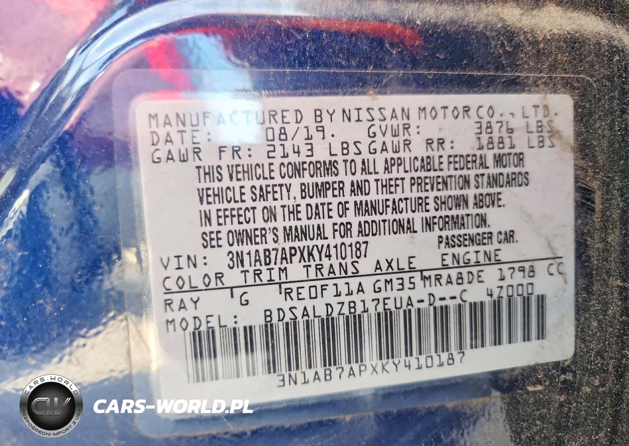 2019 Nissan Sentra Sv VIN:3N1AB7APXKY410187 - 12