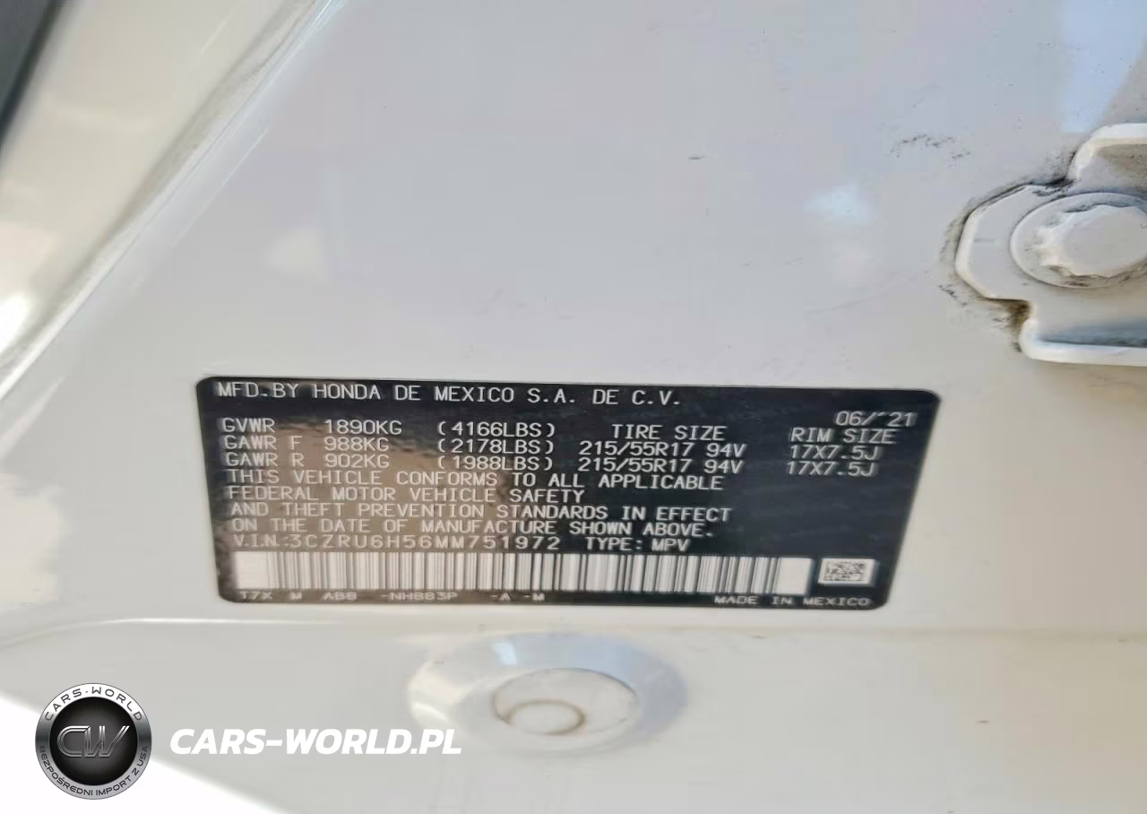 2021 Honda Hr-V Ex VIN:3CZRU6H56MM751972 - 13