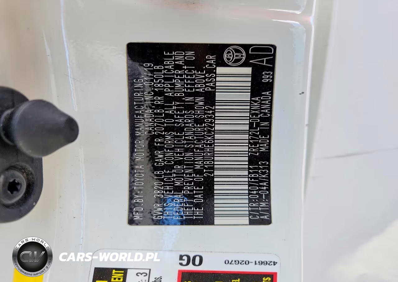 2019 Toyota Corolla Le VIN:2T1BURHE6KC229342 - 12
