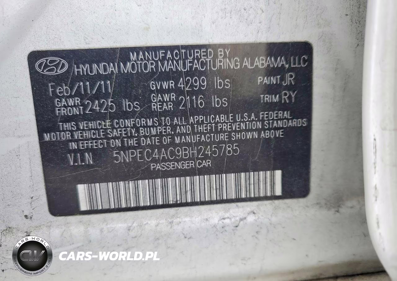 2011 Hyundai Sonata Se VIN:5NPEC4AC9BH245785 - 12