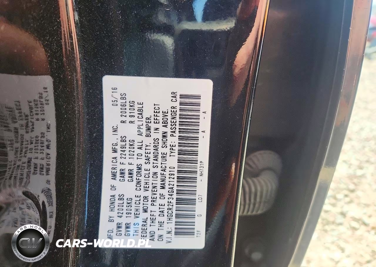 2016 Honda Accord Lx VIN:1HGCR2F34GA212910 - 12