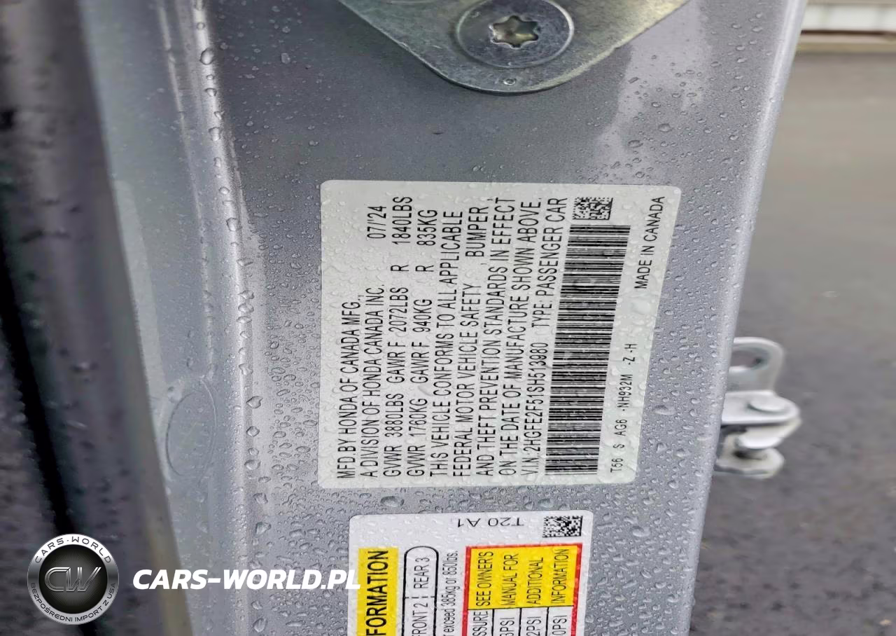 2025 Honda Civic Sport VIN:2HGFE2F51SH513980 - 12