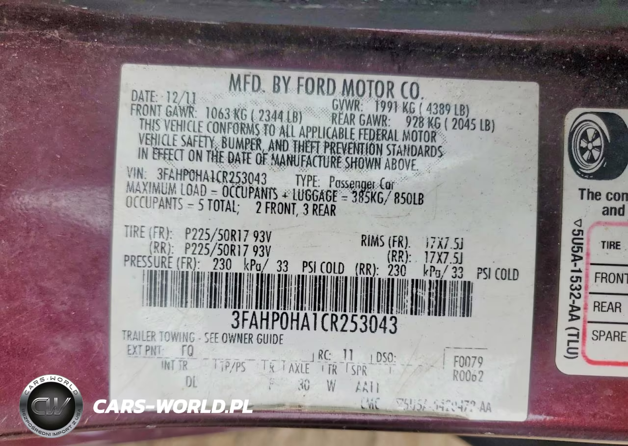 2012 Ford Fusion Se VIN:3FAHP0HA1CR253043 - 12