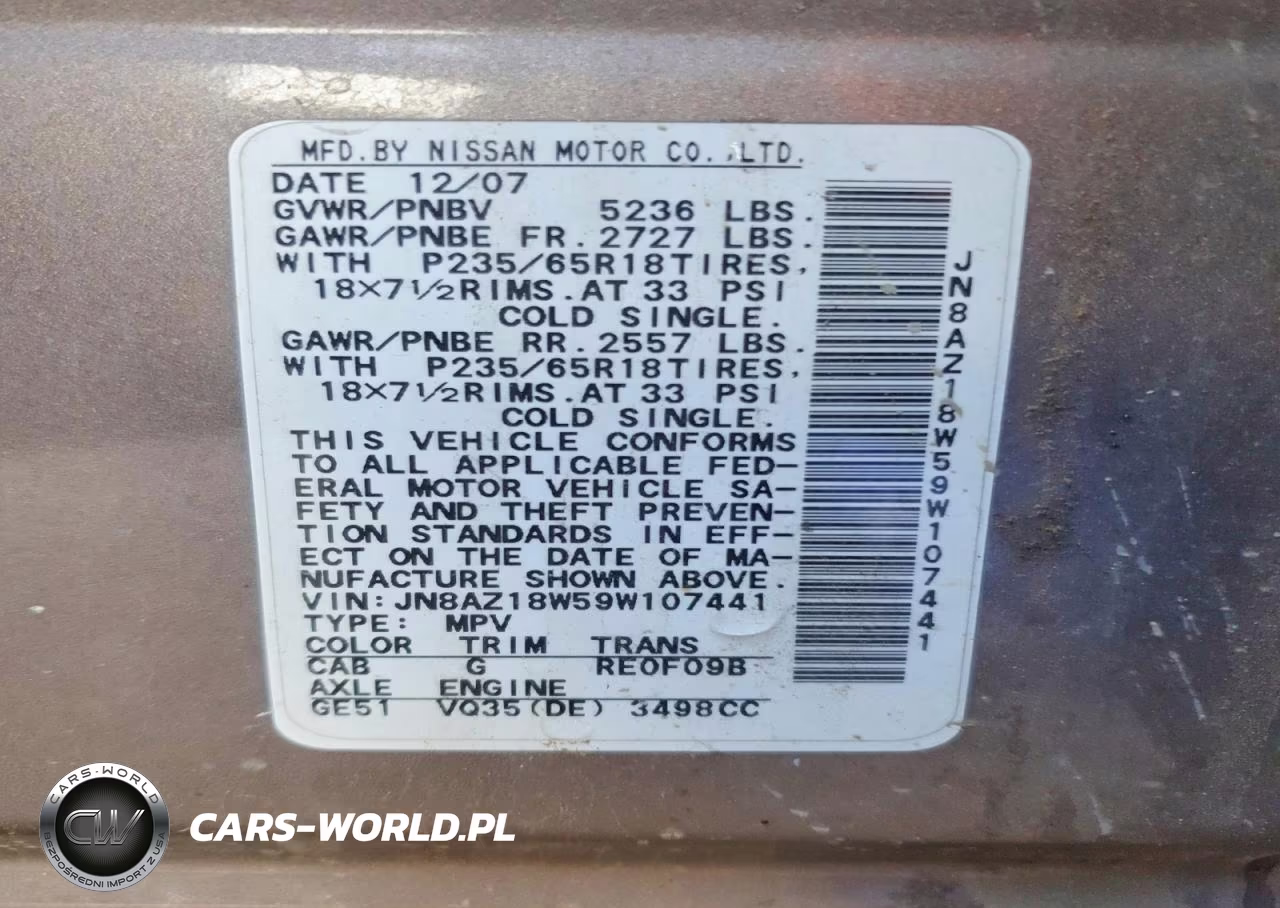 2009 Nissan Murano S VIN:JN8AZ18W59W107441 - 12