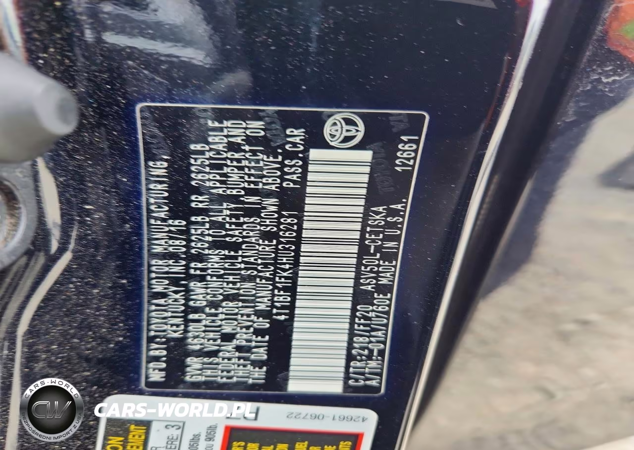 2017 Toyota Camry Se VIN:4T1BF1FK4HU316281 - 13
