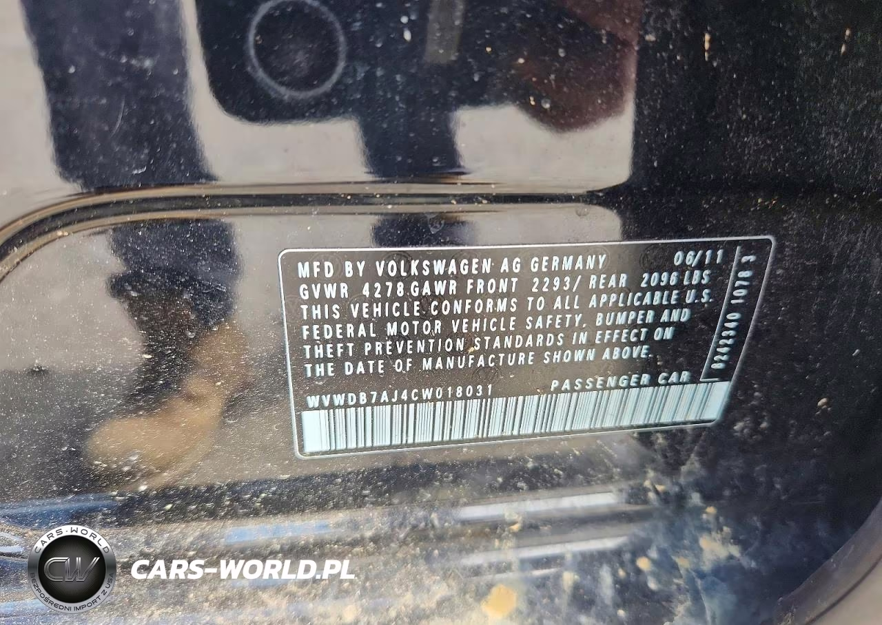 2012 Volkswagen Golf VIN:WVWDB7AJ4CW018031 - 12