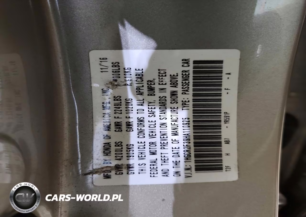 2017 Honda Accord Lx VIN:1HGCR2F39HA110925 - 12