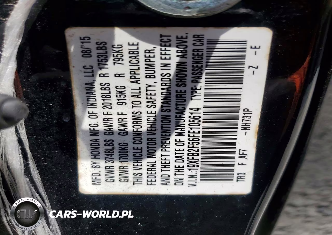 2015 Honda Civic Lx VIN:19XFB2F56FE105614 - 13