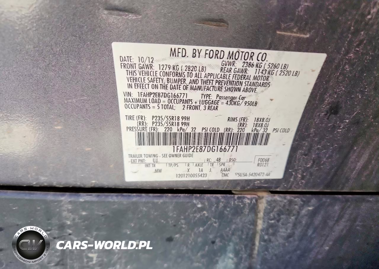 2013 Ford Taurus Sel VIN:1FAHP2E87DG166771 - 12