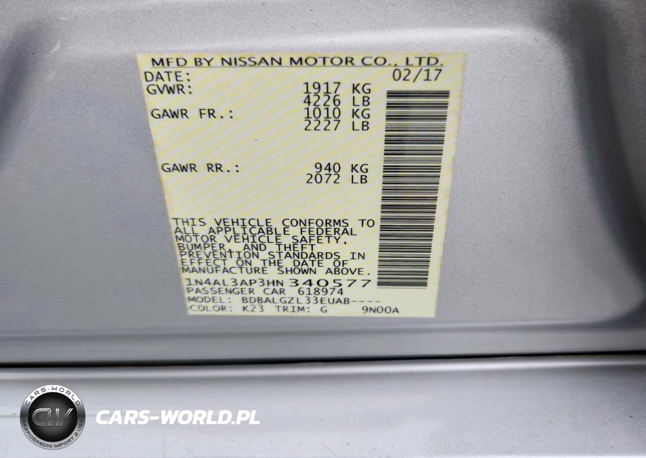 2017 Nissan Altima 2.5 S VIN:1N4AL3AP3HN340577 - 13