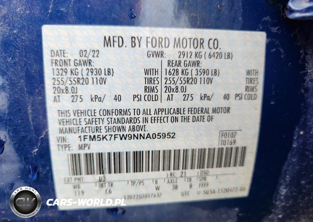 2022 Ford Explorer Limited VIN:1FM5K7FW9NNA05952 - 14
