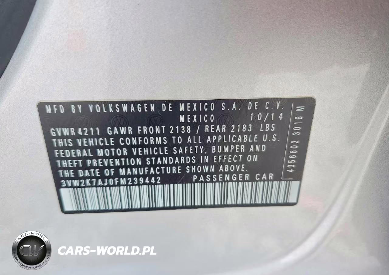 2015 Volkswagen Jetta Base VIN:3VW2K7AJ0FM239442 - 12