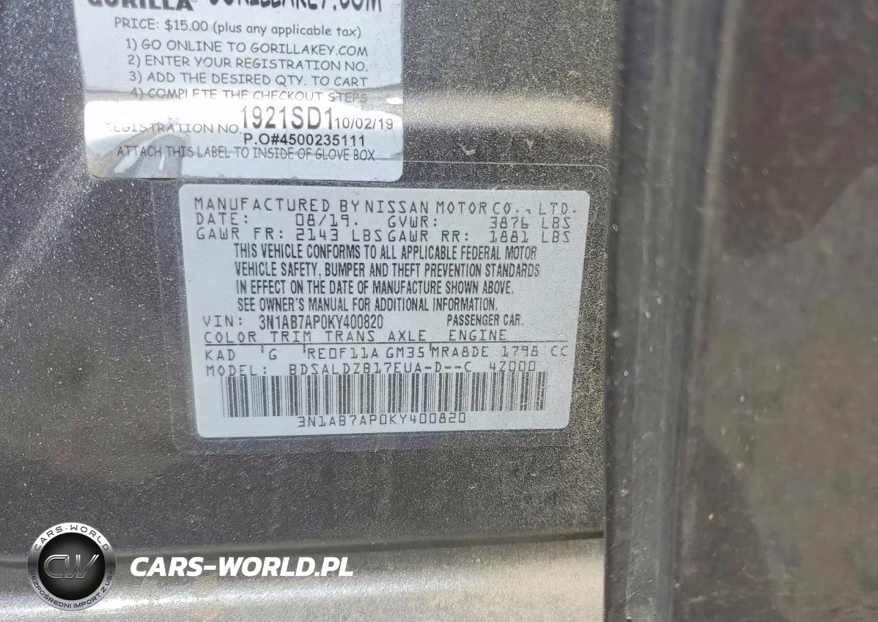 2019 Nissan Sentra Sv VIN:3N1AB7AP0KY400820 - 12