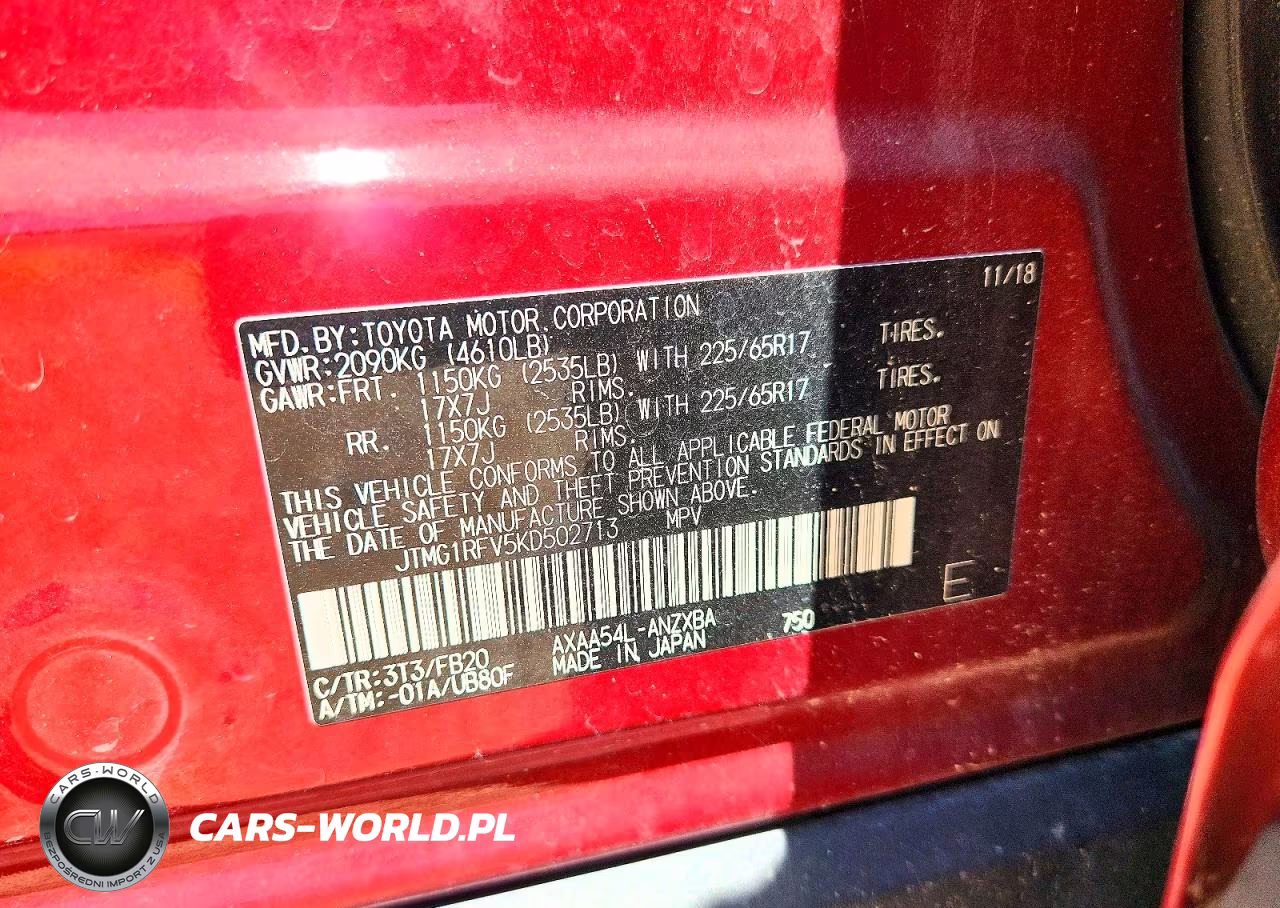 2019 Toyota Rav4 Le VIN:JTMG1RFV5KD502713 - 13