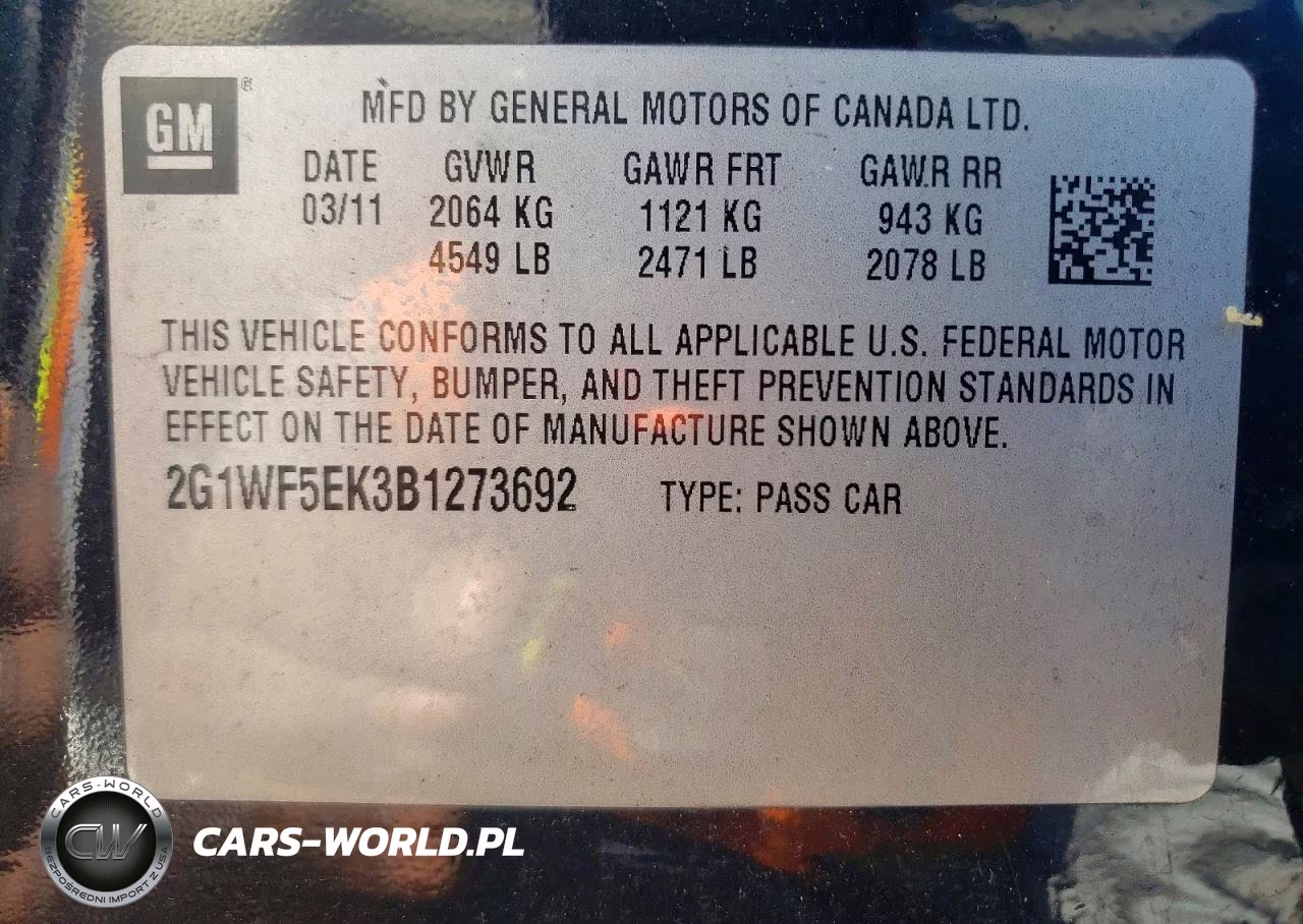 2011 Chevrolet Impala Ls VIN:2G1WF5EK3B1273692 - 12
