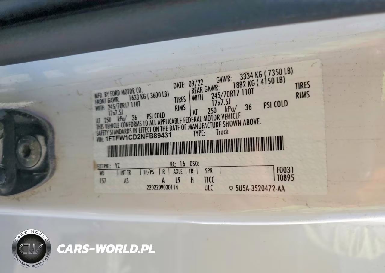 2022 Ford F150 Supercrew VIN:1FTFW1CD2NFB89431 - 12