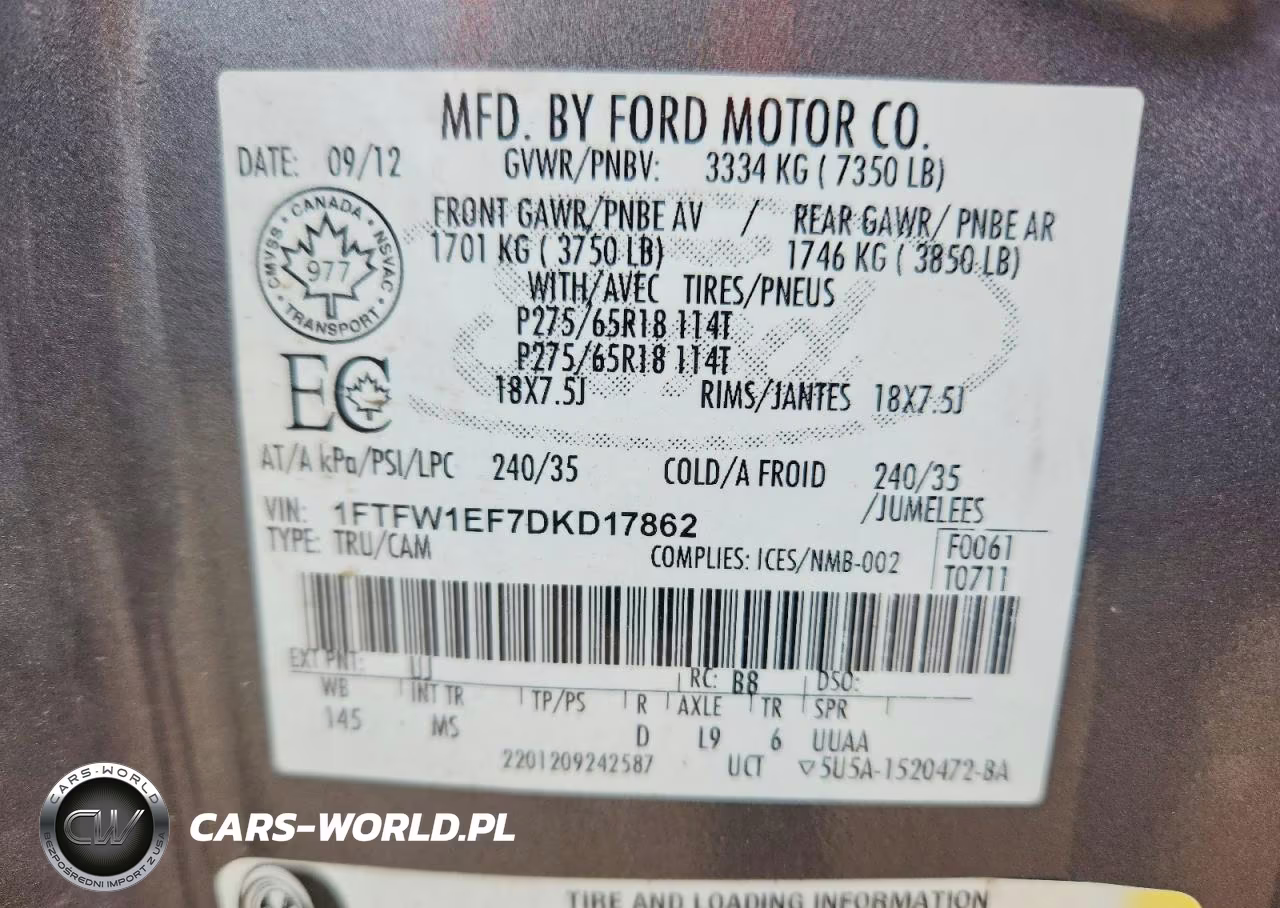 2013 Ford F150 Supercrew VIN:1FTFW1EF7DKD17862 - 13