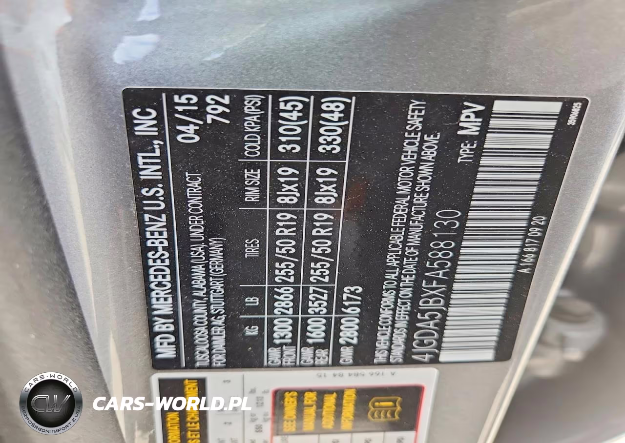 2015 Mercedes-Benz Ml 350 VIN:4JGDA5JBXFA588130 - 13