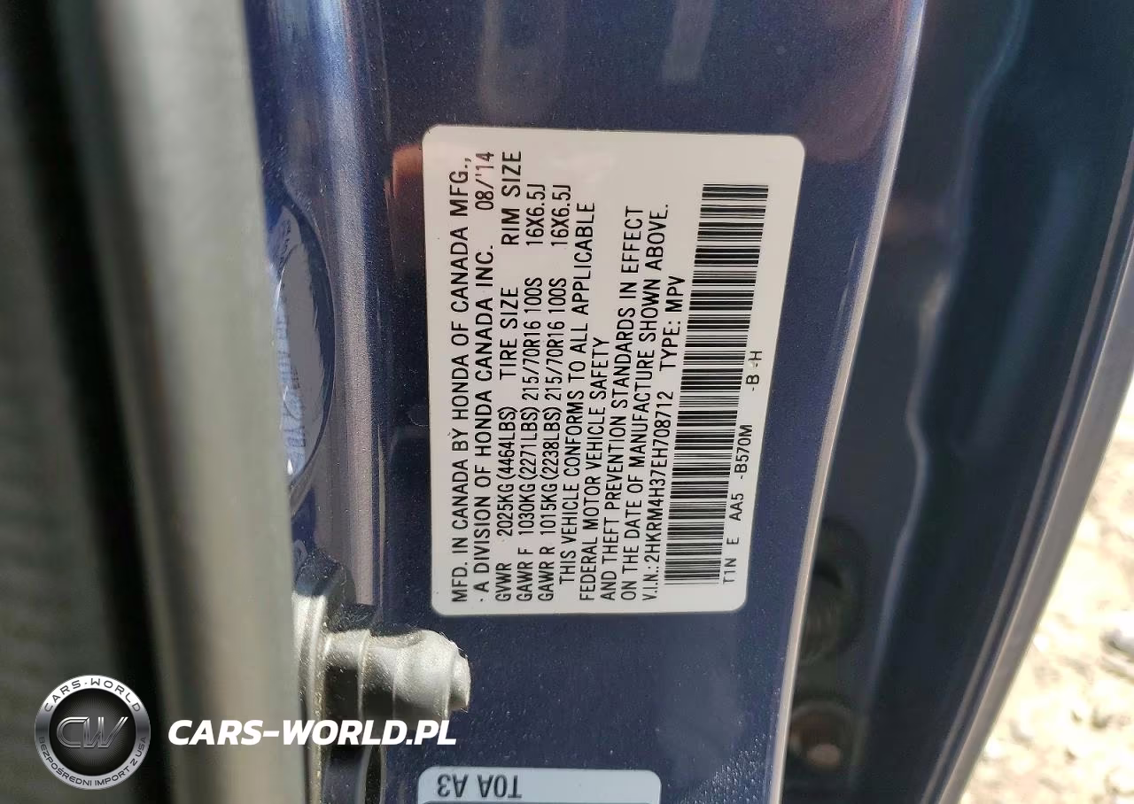 2014 Honda Cr-V Lx VIN:2HKRM4H37EH708712 - 14