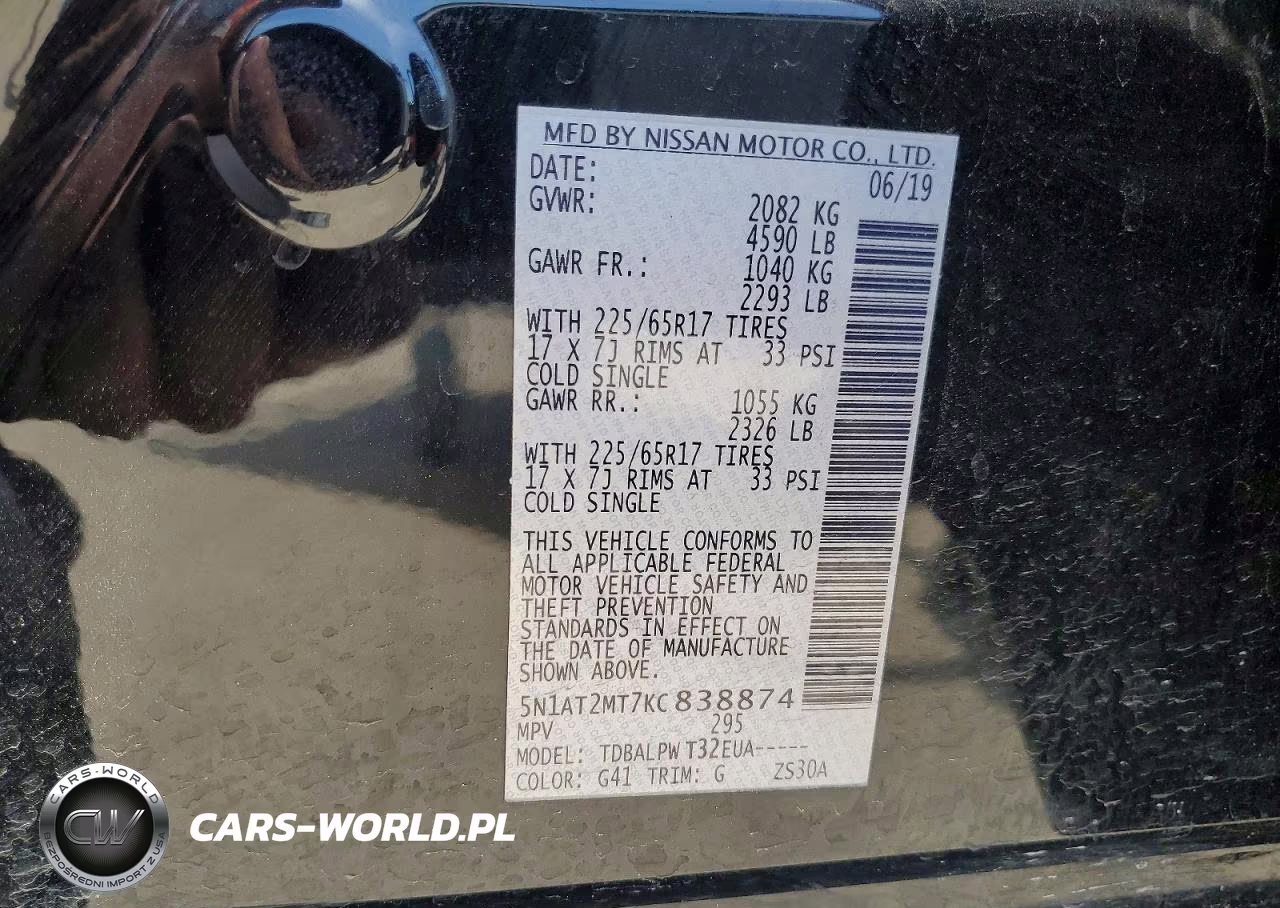 2019 Nissan Rogue S VIN:5N1AT2MT7KC838874 - 13