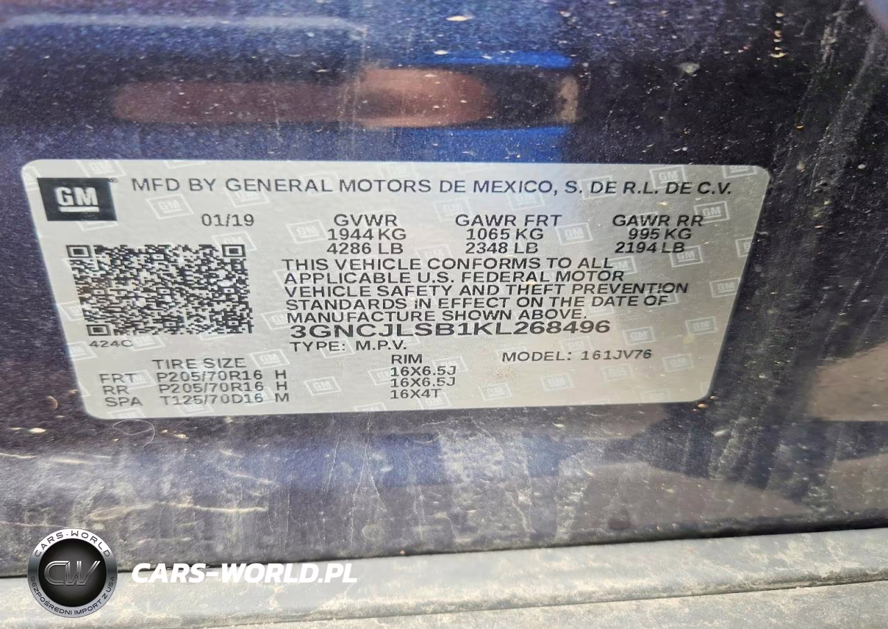 2019 Chevrolet Trax 1Lt VIN:3GNCJLSB1KL268496 - 12